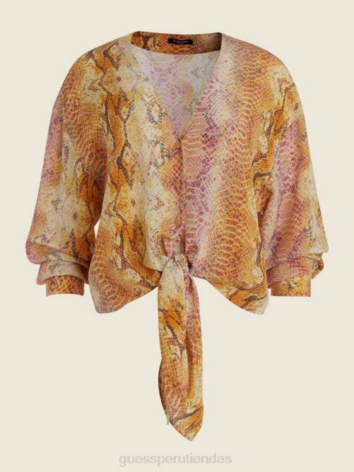 GUESS blusa sonora de seda con lazo en el frente mujer 0P8X1567 piel sonora vestir