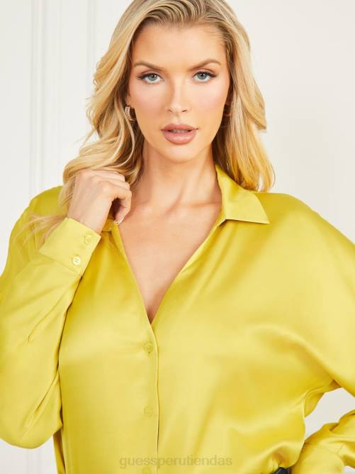 GUESS blusa tiffany mujer 0P8X1098 brillo verde vestir