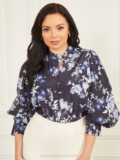 GUESS blusa yvonne con pose de pétalo mujer 0P8X1718 pose de pétalo índigo vestir