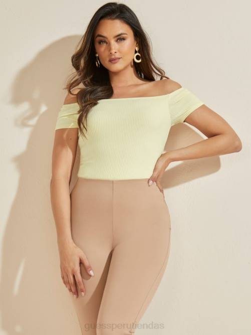 GUESS body eco angie con hombros descubiertos mujer 0P8X1168 seda de maiz vestir