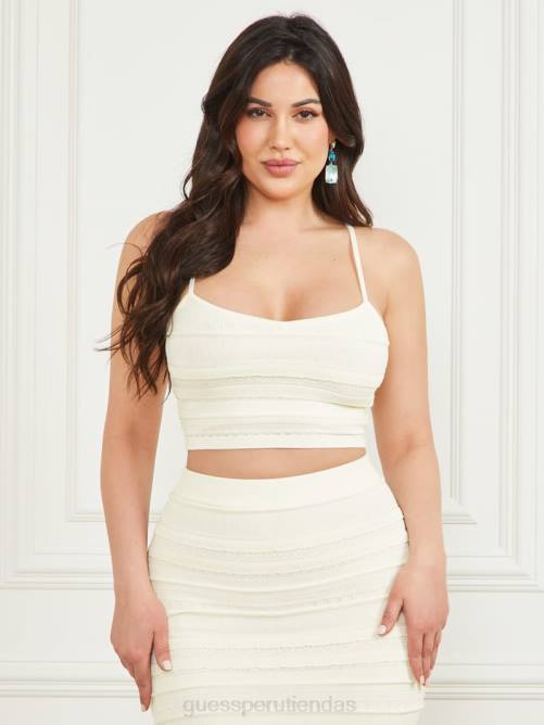 GUESS bralette tipo suéter corto coqueto mujer 0P8X1029 perla pálida vestir