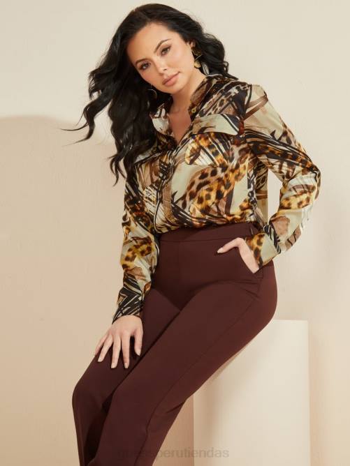 GUESS la blusa esencia mujer 0P8X1627 líneas de leopardo vestir