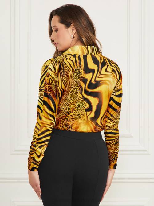 GUESS mono de manga larga mujer 0P8X1252 estampado de atardecer dorado vestir