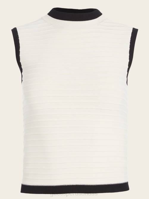 GUESS top alba a rayas en relieve mujer 0P8X1473 orilla arenosa/negro vestir