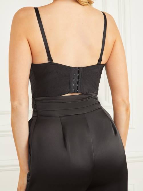 GUESS top bustier de cristal mujer 0P8X1083 negro con plata vestir