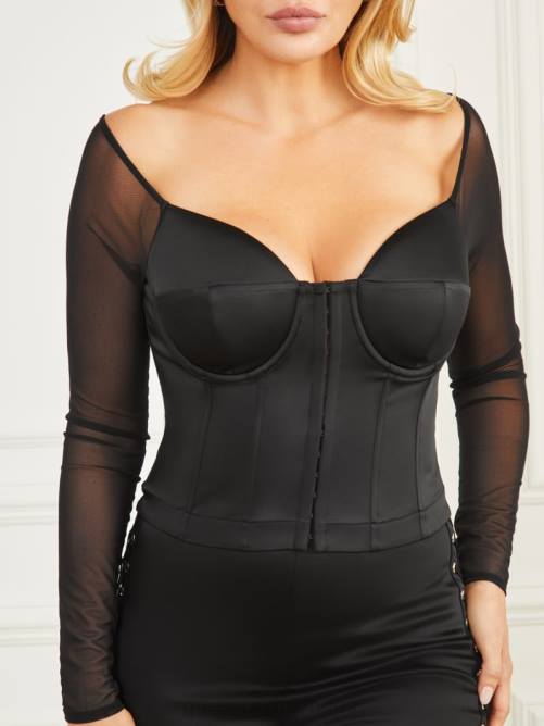 GUESS top corsé blanco mujer 0P8X1440 negro vestir