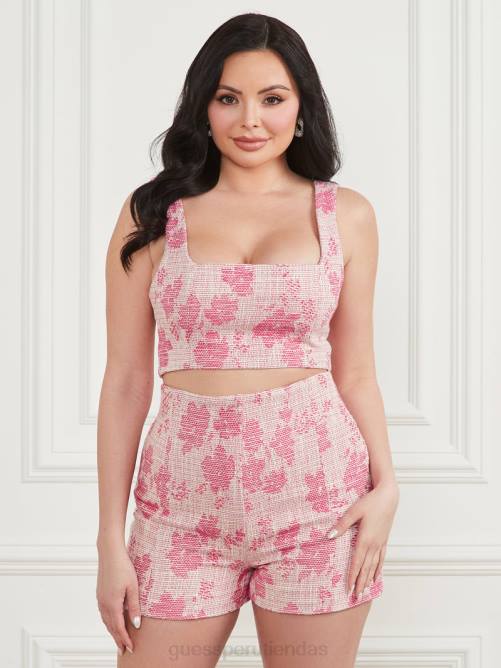 GUESS top corto tejido avah mujer 0P8X1150 ola rosa de primavera vestir