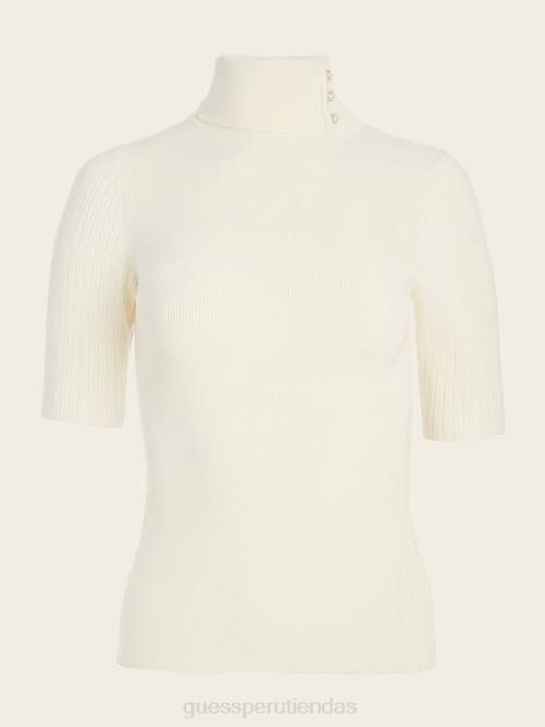 GUESS top de canalé con cuello alto eco lena mujer 0P8X1590 playa de arena vestir