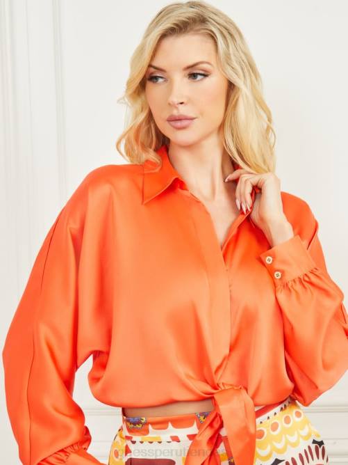 GUESS top de satén de carnaval mujer 0P8X1087 puesta de sol maya vestir