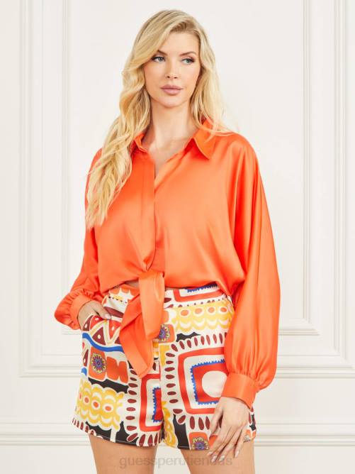 GUESS top de satén de carnaval mujer 0P8X1087 puesta de sol maya vestir