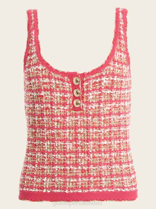 GUESS top de tweed mariah mujer 0P8X1151 tweed peonía coral vestir