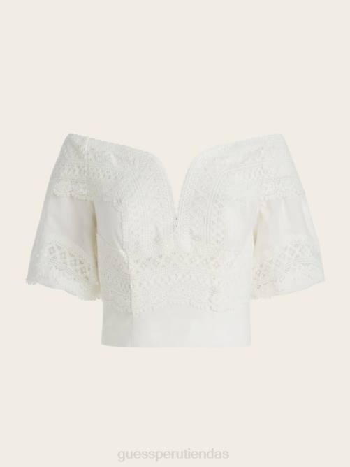 GUESS top lou lou con hombros descubiertos mujer 0P8X1327 perla pálida vestir