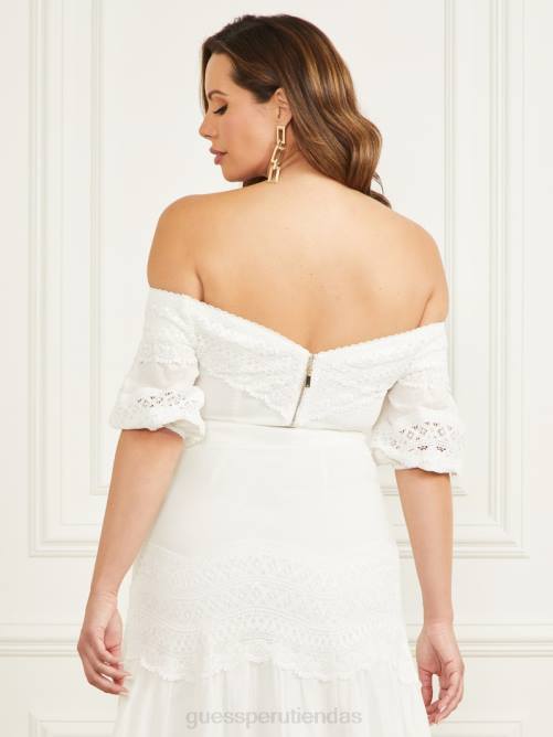GUESS top lou lou con hombros descubiertos mujer 0P8X1327 perla pálida vestir