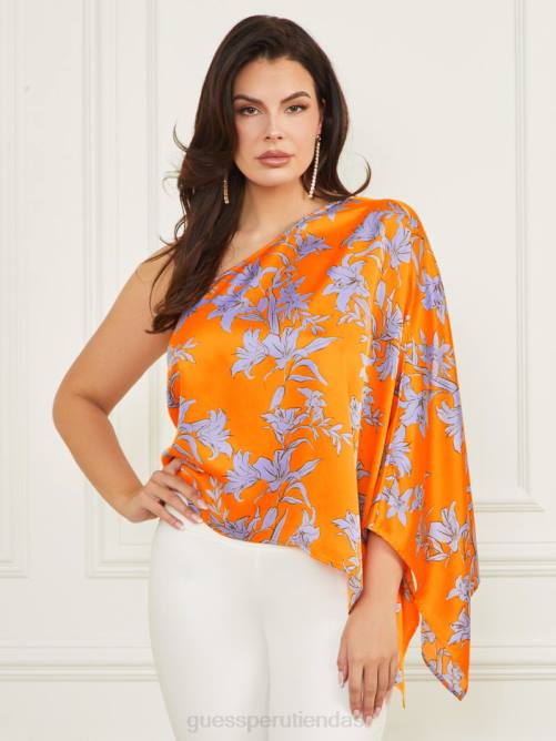GUESS top marley con un solo hombro mujer 0P8X1024 naranja resplandor solar vestir