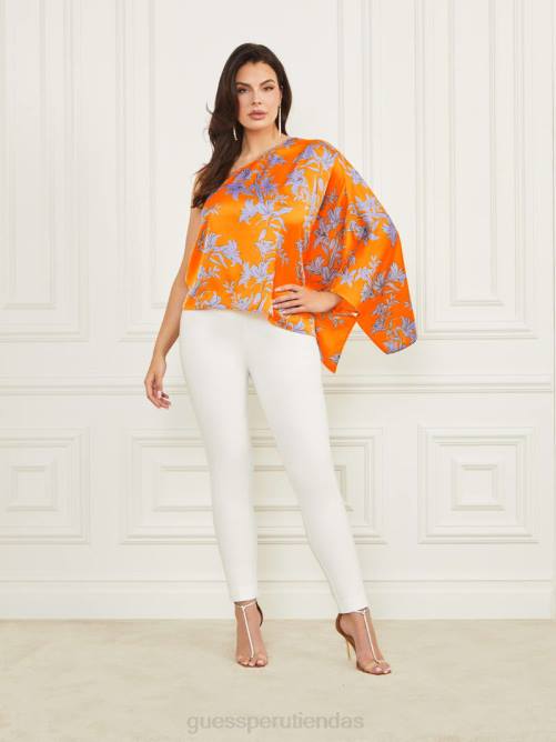 GUESS top marley con un solo hombro mujer 0P8X1024 naranja resplandor solar vestir