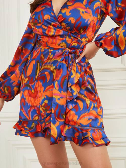 GUESS Vestido ajustado mujer 0P8X409 betty estampado azul vestir