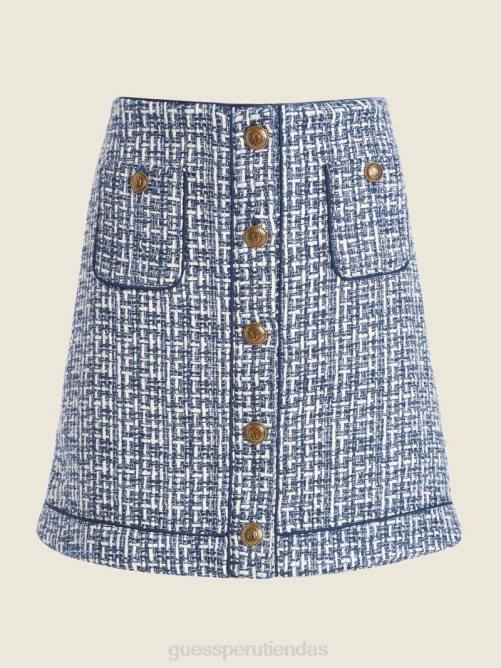 GUESS falda de tweed frances mujer 0P8X2258 tweed bucólico azul secreto vestir