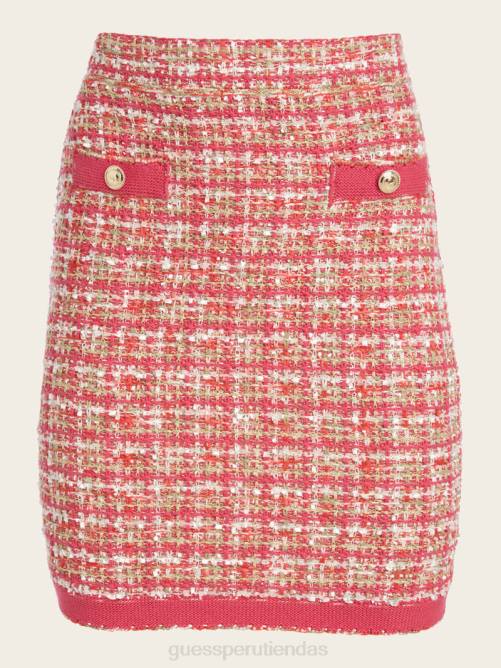 GUESS falda de tweed mariah mujer 0P8X2134 tweed peonía coral vestir