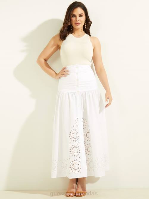 GUESS falda larga de popelina kaia mujer 0P8X2359 pur blanco vestir