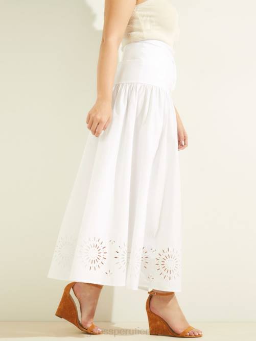 GUESS falda larga de popelina kaia mujer 0P8X2359 pur blanco vestir