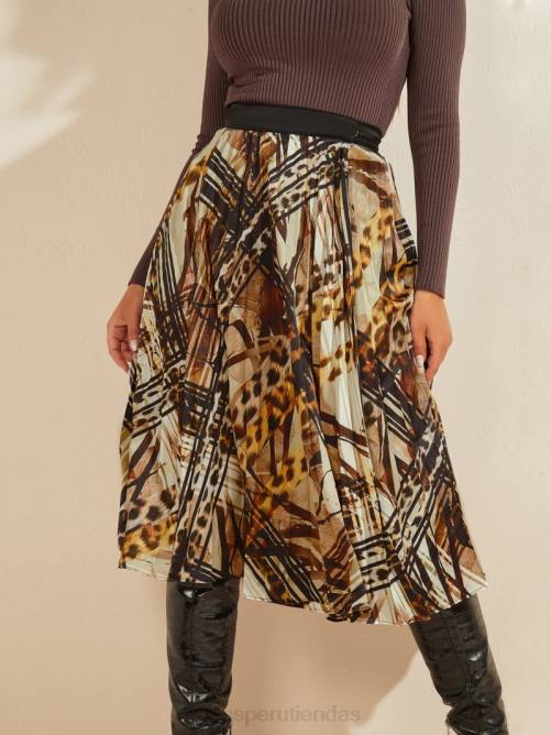GUESS falda plisada con líneas de leopardo mujer 0P8X2321 líneas de leopardo vestir