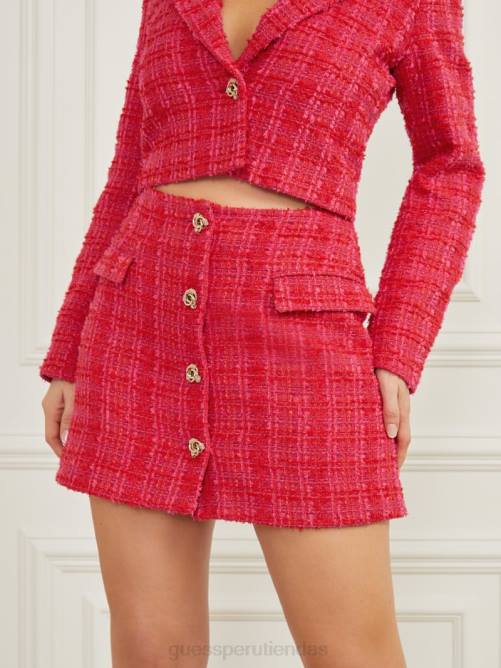 GUESS minifalda de tweed de laurel mujer 0P8X2120 tweed rosa celoso vestir