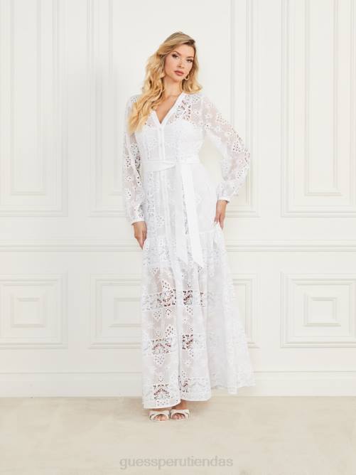 GUESS vestido bordado casandra mujer 0P8X475 pur blanco vestir