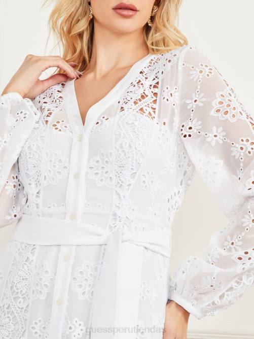 GUESS vestido bordado casandra mujer 0P8X475 pur blanco vestir