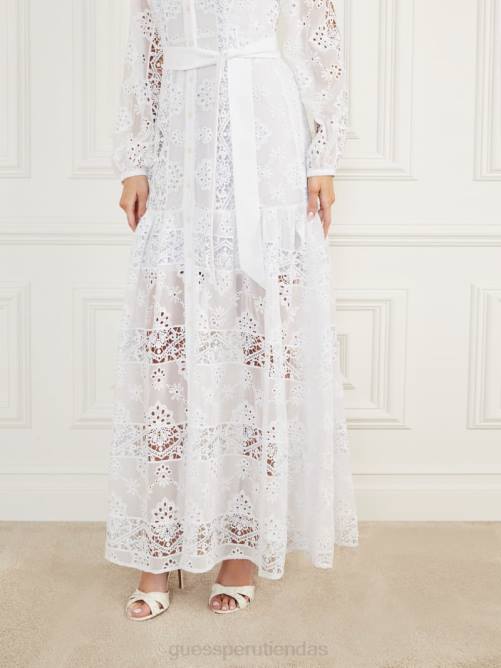 GUESS vestido bordado casandra mujer 0P8X475 pur blanco vestir