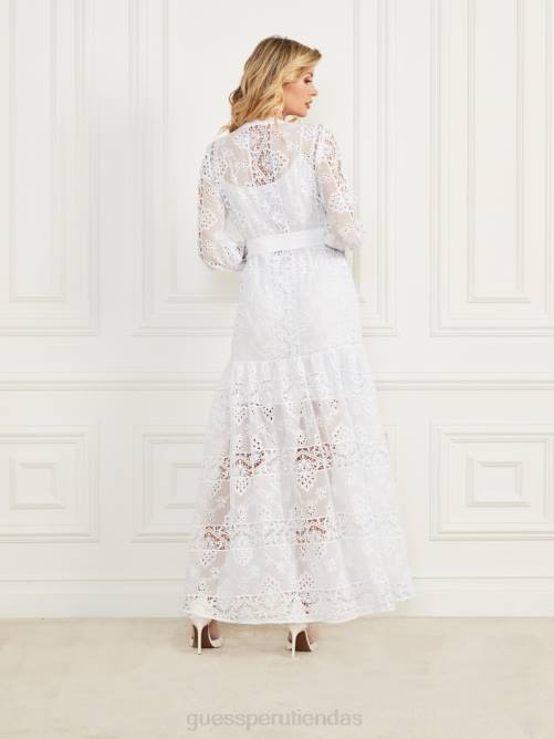 GUESS vestido bordado casandra mujer 0P8X475 pur blanco vestir