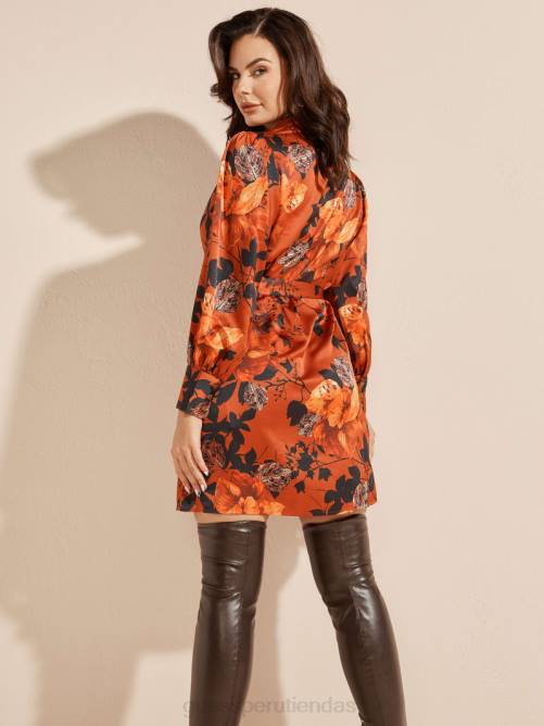 GUESS vestido camisero con estampado descolorido mujer 0P8X824 hojas cayendo vestir