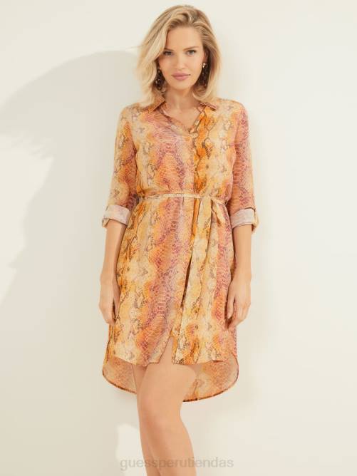 GUESS vestido camisero de seda nextlevel mujer 0P8X780 piel sonora vestir