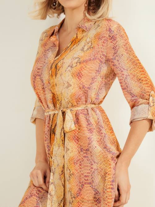 GUESS vestido camisero de seda nextlevel mujer 0P8X780 piel sonora vestir