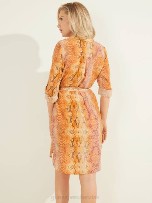 GUESS vestido camisero de seda nextlevel mujer 0P8X780 piel sonora vestir