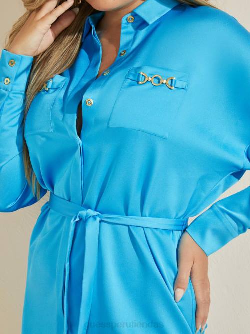 GUESS vestido camisero jessamine mujer 0P8X893 azul cerúleo vestir
