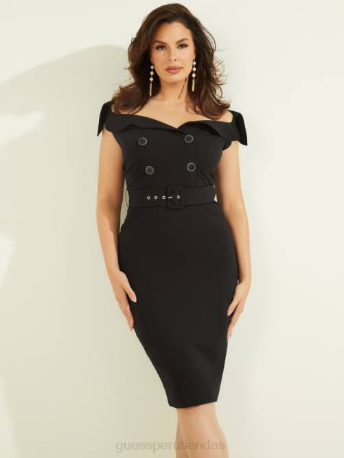 GUESS vestido con cuello retrato audrey mujer 0P8X743 negro vestir
