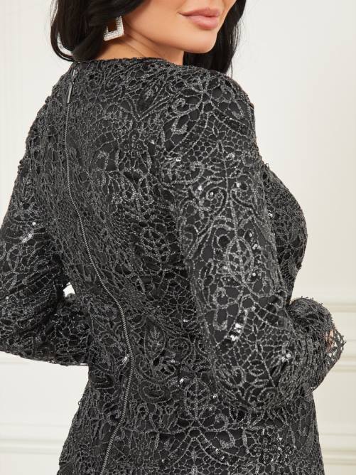 GUESS vestido de encaje brillante mujer 0P8X552 negro azabache multicolor vestir
