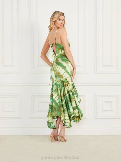 GUESS vestido de satén con estampado de cascada mujer 0P8X405 impresión esquiva vestir