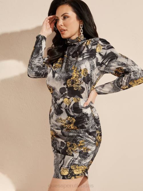 GUESS vestido estampado aurora mujer 0P8X850 Rosa dorada vestir