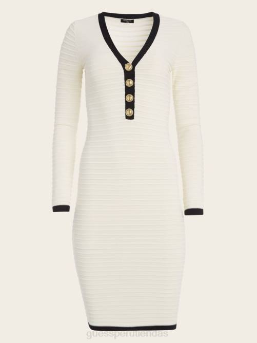 GUESS vestido estilo suéter alba a rayas en relieve mujer 0P8X574 orilla arenosa/negro vestir
