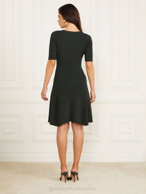 GUESS vestido estilo suéter de canalé laila mujer 0P8X873 chenilla verde vestir