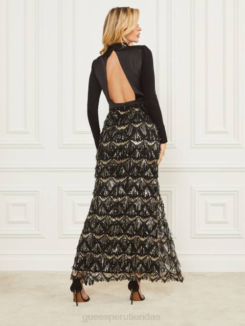 GUESS vestido largo abby mujer 0P8X592 negro vestir
