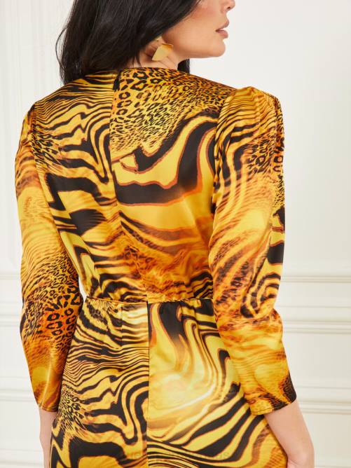 GUESS vestido mujer 0P8X739 estampado de atardecer dorado vestir