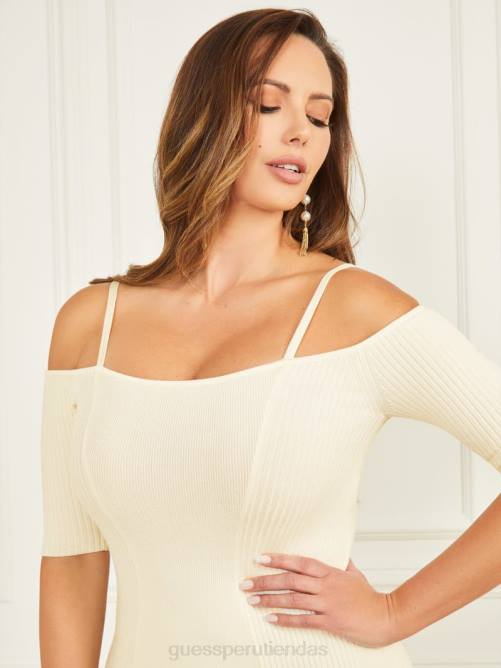 GUESS vestido tipo jersey con hombros descubiertos tessa mujer 0P8X640 playa de arena vestir