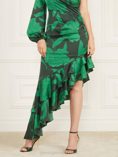 GUESS vestido tricia con volantes mujer 0P8X764 impresión de nostalgia vestir