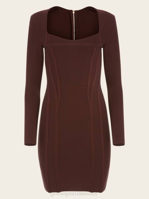 GUESS vestido vendaje kagan mujer 0P8X642 bourbon oscuro vestir