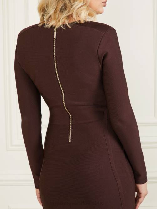 GUESS vestido vendaje kagan mujer 0P8X642 bourbon oscuro vestir