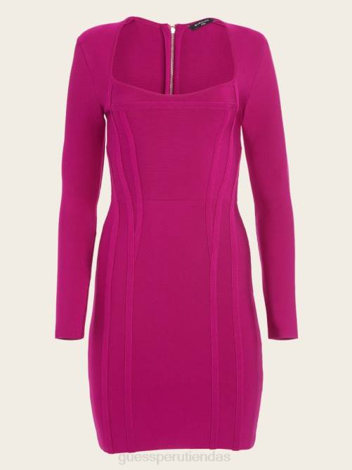 GUESS vestido vendaje kagan mujer 0P8X717 Rosa roja vestir