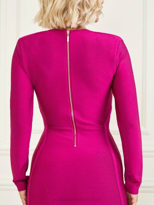 GUESS vestido vendaje kagan mujer 0P8X717 Rosa roja vestir