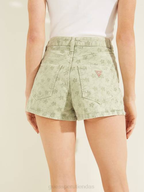 GUESS pantalones cortos claudia con ojales mujer 0P8X234 florida verde vestir